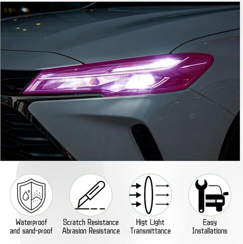QianBao 16 Inch x 60 Inch Headlight Taillight Fog Lights Vinyl Tint Film Self-Adhesive Car Light Protective Vinyl Film Sticker Cover Pink in Kuwait