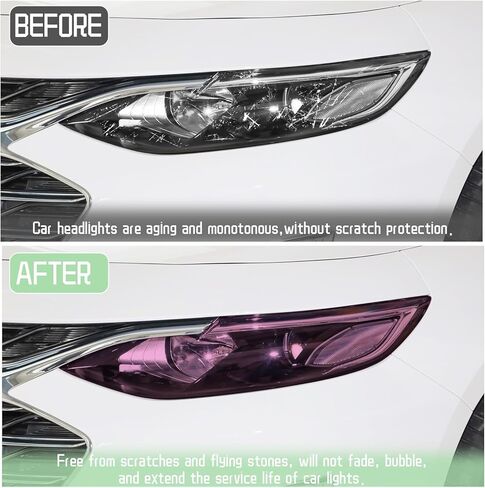 QianBao 16 Inch x 60 Inch Headlight Taillight Fog Lights Vinyl Tint Film Self-Adhesive Car Light Protective Vinyl Film Sticker Cover Pink in Kuwait