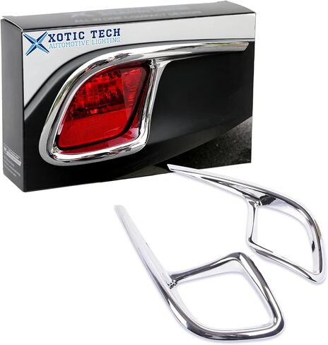 x xotic tech قطعتان من غطاء المصباح الخلفي المتين المقاوم للماء والكروم الفضي العاكس للضباب متوافق مع Toyota Highlander 2014-2019 in Kuwait