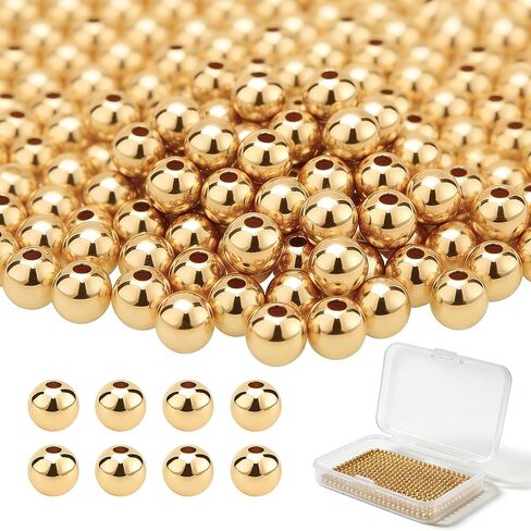 CeeVian 14K Gold Filled Spacer Beads 300PCS Seamless Gold Round Beads Spacer Bead That Do Not Fade Easily Round Bracelet Bead for DIY Necklace Bracelet Jewelry Making (3MM) in Saudi Arabia