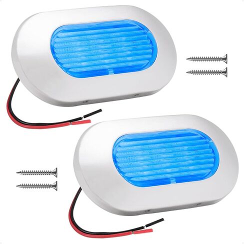 Five Oceans Oblong LED Courtesy Light, Boat Accent Lights, Marine Light for Boat Interior, Deck, Cockpit, Blue LED, IP67 Waterproof, 12V, for Pontoon, Fishing Boat, Yacht, RVs - 2-Pack- FO4138-M2 in Saudi Arabia