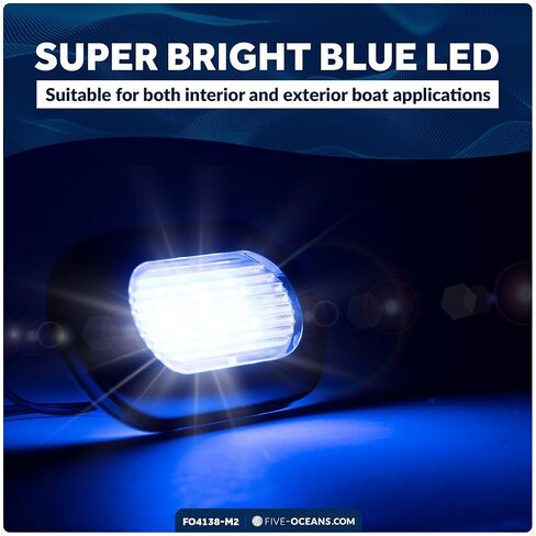 Five Oceans Oblong LED Courtesy Light, Boat Accent Lights, Marine Light for Boat Interior, Deck, Cockpit, Blue LED, IP67 Waterproof, 12V, for Pontoon, Fishing Boat, Yacht, RVs - 2-Pack- FO4138-M2 in Saudi Arabia