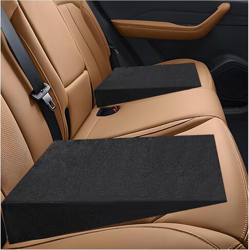 2 PCS Auto Seat Wedge Leveling Cushion, Breathable Angled Design Car Rear Seat Leveling Pad, Comfortable Wedge Foam Pad Backseat Cushion for Outdoor Camping Travel in Saudi Arabia