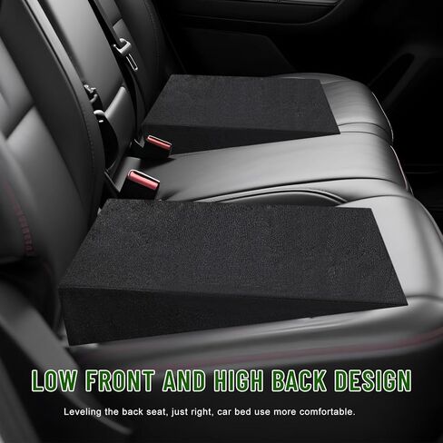 2 PCS Auto Seat Wedge Leveling Cushion, Breathable Angled Design Car Rear Seat Leveling Pad, Comfortable Wedge Foam Pad Backseat Cushion for Outdoor Camping Travel in Saudi Arabia