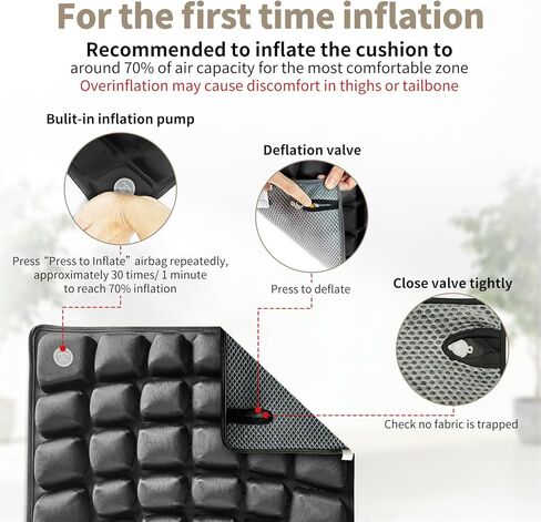 Everywhere Comfort Seat Cushion with Built-in Pump - Lightweight Foldable Air Cushion for Stadium, Travel, Office & Outdoor Seating - Ergonomic Pressure Relief Pad, 0.8 lb in Saudi Arabia