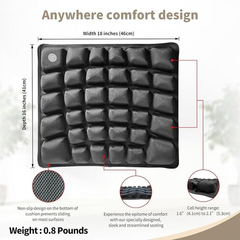 Everywhere Comfort Seat Cushion with Built-in Pump - Lightweight Foldable Air Cushion for Stadium, Travel, Office & Outdoor Seating - Ergonomic Pressure Relief Pad, 0.8 lb in Saudi Arabia