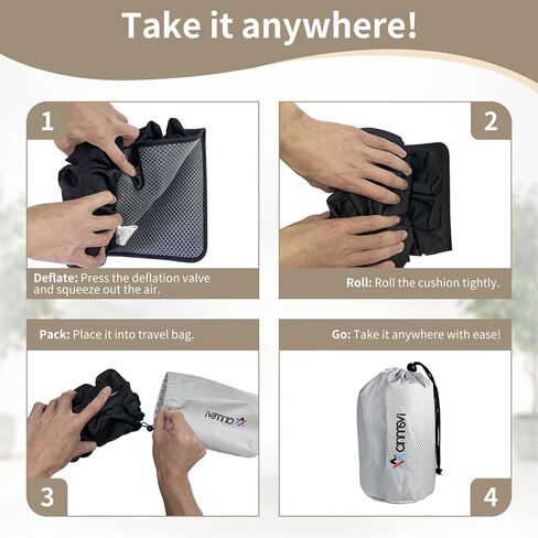 Everywhere Comfort Seat Cushion with Built-in Pump - Lightweight Foldable Air Cushion for Stadium, Travel, Office & Outdoor Seating - Ergonomic Pressure Relief Pad, 0.8 lb in Saudi Arabia