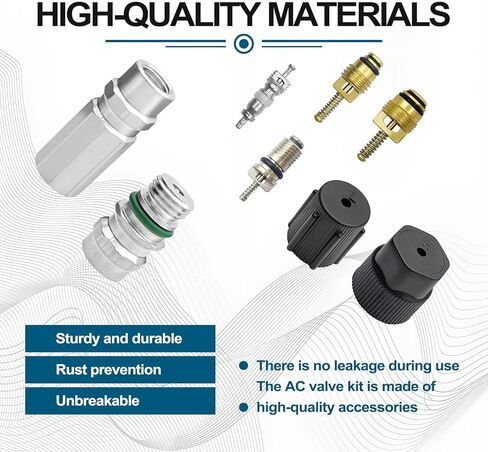 17PCS Air Conditioning Valve Core Kit, A/C R12 or R134a Teflon Seal Cap Valve Kit with Removal Tool for High Low-Pressure A/C Service Port, Car & HVAC AC Refrigerant Tool in Saudi Arabia