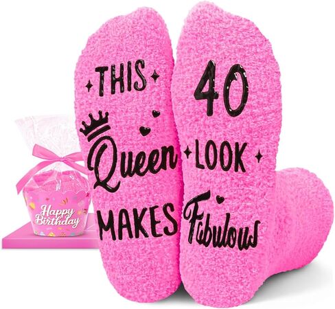 HAPPYPOP 40th Years Old Birthday Gifts for Women - Novelty Socks for 40 Year Olds, Gift Ideas for 40 Year Old Female, Best Gifts for 40 Year Old Middle Aged Woman in Saudi Arabia
