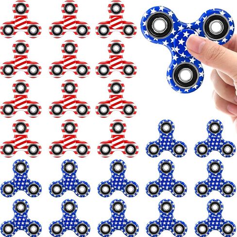 24 Pack 4th of July Fidget Spinners, American Flag Themed Fidget Toys, Red Blue and White Patriotic Hand Spinners Bulk Stress Relief Toys for Kids Adults, Independence Day Party Favors in Saudi Arabia