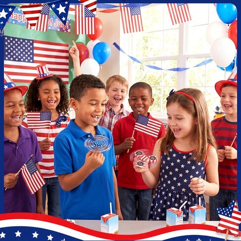 24 Pack 4th of July Fidget Spinners, American Flag Themed Fidget Toys, Red Blue and White Patriotic Hand Spinners Bulk Stress Relief Toys for Kids Adults, Independence Day Party Favors in Saudi Arabia
