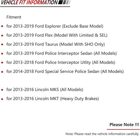 وسادات فرامل سيراميك أمامية وخلفية من JLEO D1611 D1612 لسيارة 2013-2019 Ford Explorer/Flex/Taurus/Police Interceptor Sedan Utility/Special Service Police Sedan، من أجل 2013-2016 Lincoln MKS MKT in Kuwait