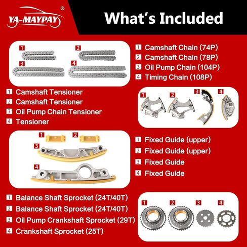 Engine Timing Chain Kit W/Sprocket & Tensioner & Guide Compatible with Audi Q5 Q7 S4 A4 A5 A6 A7 A8 3.0L OE# 06E109465BC 06E109465 06E109465AS 079109507AK in Saudi Arabia