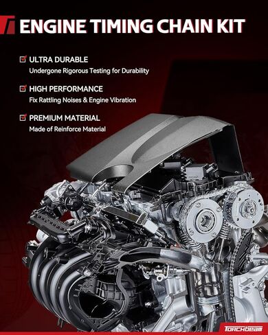 طقم سلسلة توقيت المحرك Torchbeam 3L3Z6M280EA متوافق مع Ford F-150 2004-2008 5.4L، F-250 F-350 Super Duty 2005-2008 5.4L، يناسب Expedition 2005-2008، Mark LT 2006-2007 in Kuwait
