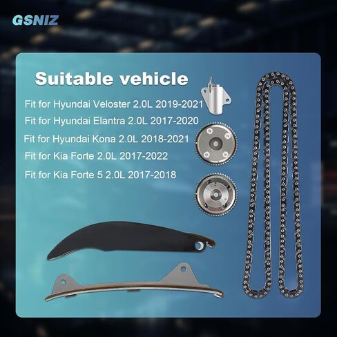 Engine Timing Chain Kit with VVT Gear Fit for Hyundai Elantra 2.0 2017-2020 for Veloster 2.0L 2019-2021 for Kona 2.0L 2018-2021 for Kia Forte 2.0 2017-2022 Replace 24350-2E700 24410-2E000 in Saudi Arabia