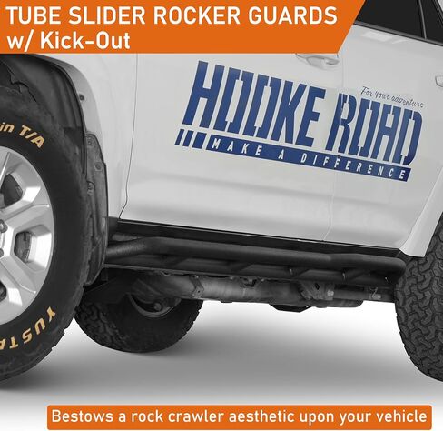 تصميم Hooke Road 4Runner Rock Sliders لـ 2010-2024 Toyota 4Runner الجيل الخامس (باستثناء Limited، Nightshade، TRD Sport & 10-13 SR5)، لوح الجري الأنبوبي Rocker Guard Nerf Bars in Kuwait