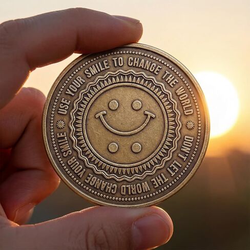 عملة الابتسامة - رمز الجيب الملهم، ميدالية السعادة، عملة تحدي الطاقة الإيجابية للفرح والتحفيز اليومي in Kuwait