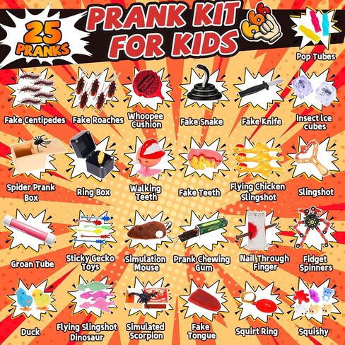 51PCS Prank Kit for Kids - Ultimate Practical Joke Toys Set - Prank Stuff for April Fools Day, Halloween, Christmas - Funny Gag Gifts Pack Box for Kids in Saudi Arabia