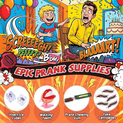 51PCS Prank Kit for Kids - Ultimate Practical Joke Toys Set - Prank Stuff for April Fools Day, Halloween, Christmas - Funny Gag Gifts Pack Box for Kids in Saudi Arabia