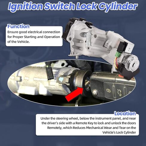Ignition Switch Lock Cylinder Assembly with 2 Remote Key Compatible with Honda Accord 2013-2017 2.0L 2.4L 3.5L Replaces# 39730-T2A-A0 in Saudi Arabia