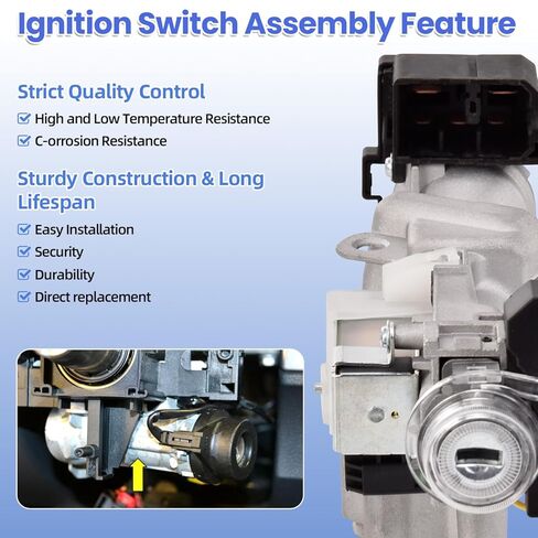 Ignition Switch Lock Cylinder Assembly with 2 Remote Key Compatible with Honda Accord 2013-2017 2.0L 2.4L 3.5L Replaces# 39730-T2A-A0 in Saudi Arabia
