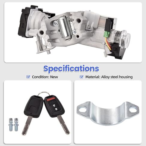 Ignition Switch Lock Cylinder Assembly with 2 Remote Key Compatible with Honda Accord 2013-2017 2.0L 2.4L 3.5L Replaces# 39730-T2A-A0 in Saudi Arabia