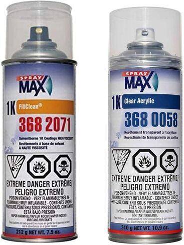 SprayMax 1K Paint Kit For CK Technologies White L0006EB Includes One Can of Basecoat Paint and One Clearcoat Can in Kuwait