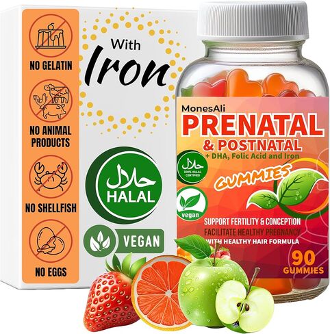 Supplemens, Halal Prenatal Vitamins for Women, Womens Multivitamin Gummy, Prenatal Gummies, Vitamins with Iron DHA Folate and folic Acid, Vegan Prenatal Vitamins, Pregnancy Must Haves in Saudi Arabia
