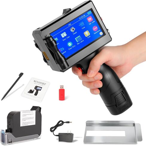Handheld Inkjet Printer & Coding Machine, WUOYJET TIJ770 Portable Inkjet Printer Gun with 42ml Quick-Dry Ink Date/Batch/QR Code/Barcode/Image Printing in Kuwait