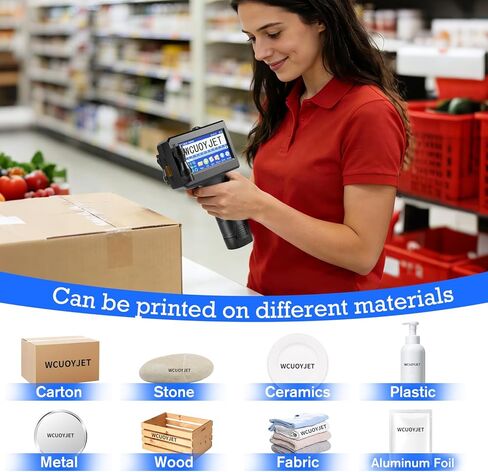 Handheld Inkjet Printer & Coding Machine, WUOYJET TIJ770 Portable Inkjet Printer Gun with 42ml Quick-Dry Ink Date/Batch/QR Code/Barcode/Image Printing in Kuwait