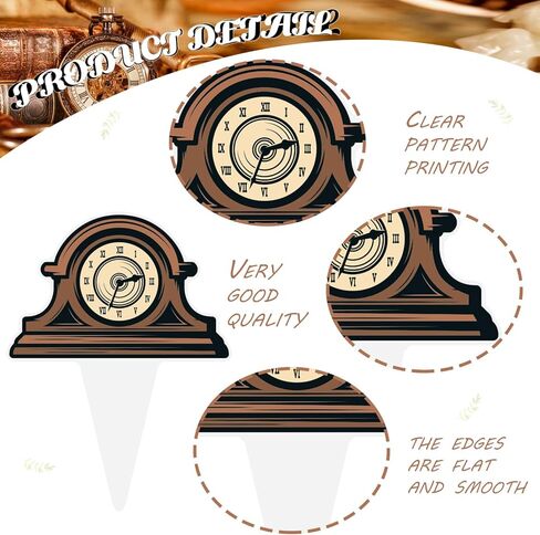 Clock Cupcake Toppers 48PCS Vintage Time Theme Decorations Retro Clock Cake Picks Double Sided Back to the Ancients Party Supplies for Wonderland Tea Birthday Baby Shower Anniversary Decor in Kuwait