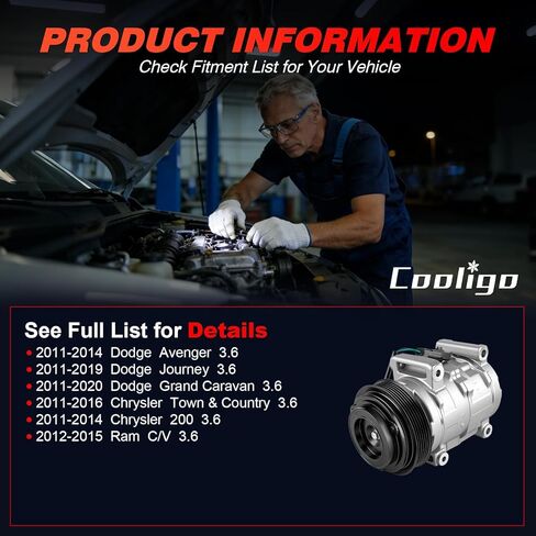 A/C Air Conditioner Compressor Fit for Dodge Avenger 2011-2014,for Dodge Journey 2011-2019, for Ram C/V 2012-2015,Replaces 5140461AA,55111090AA in Saudi Arabia