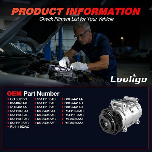 A/C Air Conditioner Compressor Fit for Dodge Avenger 2011-2014,for Dodge Journey 2011-2019, for Ram C/V 2012-2015,Replaces 5140461AA,55111090AA in Saudi Arabia