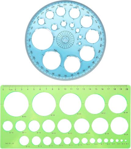 2 Pcs Circle Template for Drawing, Multi-Function Circle Ruler for Drawing, Large & Small Sizes for Studying, Designing, Office Use, Perfect for Painting & Drafting, Plastic in Saudi Arabia