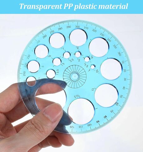 2 Pcs Circle Template for Drawing, Multi-Function Circle Ruler for Drawing, Large & Small Sizes for Studying, Designing, Office Use, Perfect for Painting & Drafting, Plastic in Saudi Arabia