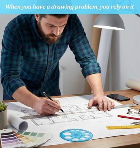 2 Pcs Circle Template for Drawing, Multi-Function Circle Ruler for Drawing, Large & Small Sizes for Studying, Designing, Office Use, Perfect for Painting & Drafting, Plastic in Saudi Arabia