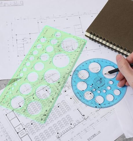 2 Pcs Circle Template for Drawing, Multi-Function Circle Ruler for Drawing, Large & Small Sizes for Studying, Designing, Office Use, Perfect for Painting & Drafting, Plastic in Saudi Arabia