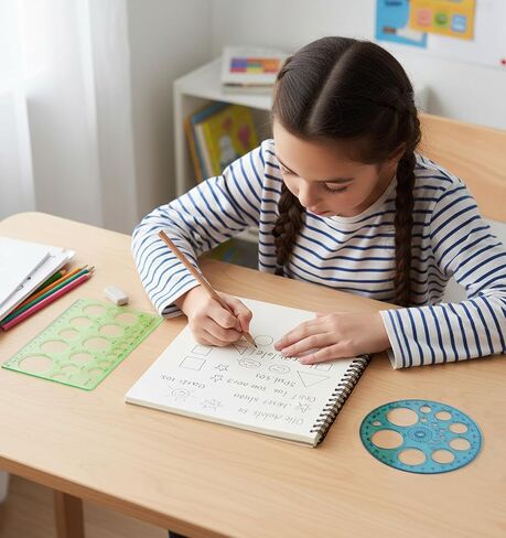 2 Pcs Circle Template for Drawing, Multi-Function Circle Ruler for Drawing, Large & Small Sizes for Studying, Designing, Office Use, Perfect for Painting & Drafting, Plastic in Saudi Arabia