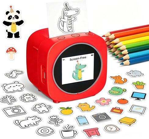 AI Voice Sticker Printer Box for Kids,Inkless Wireless Screen-Free Imagination Printer with Safe Paper Rolls,Portable Thermal Mini Sticker Maker Machine for DIY/Gift/Journal,For Home/School/ Office in Saudi Arabia