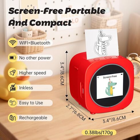 AI Voice Sticker Printer Box for Kids,Inkless Wireless Screen-Free Imagination Printer with Safe Paper Rolls,Portable Thermal Mini Sticker Maker Machine for DIY/Gift/Journal,For Home/School/ Office in Saudi Arabia