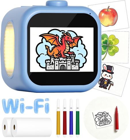 Sticker Printer, 3.5" HD Touchscreen Mini Thermal Inkless Printer with Ambient Light, WiFi Portable Sticker Maker Machine with 2000mAh Battery for Kids DIY, Journaling & Gift(Blue) in Saudi Arabia