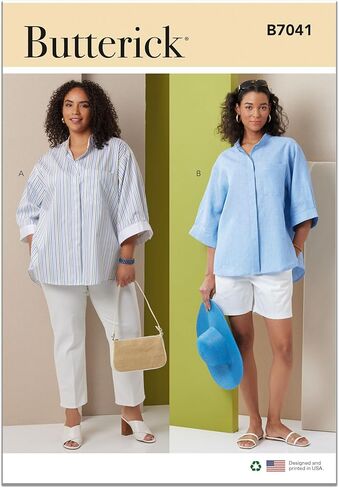 حزمة نمط خياطة قمصان نسائية فضفاضة جدًا من Butterick B7041BB، رمز التصميم B7041، مقاسات 20W-28W in Kuwait