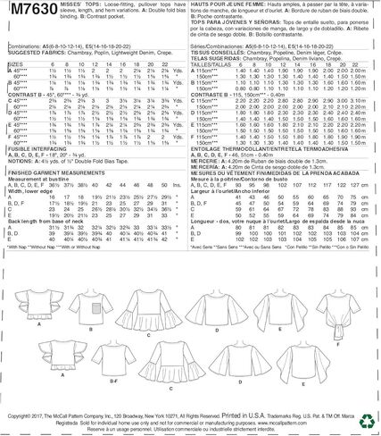 McCall's Patterns Misses' Tops with Sleeve and Hem Variations Sewing Pattern, A5 (6-8-10-12-14) in Saudi Arabia