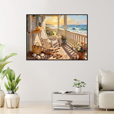 tigdtiu Beach Paint by Numbers Kit for Adults Beginners, Landscape Adult Paint by Number Kits on Canvas, DIY Acrylic Oil Easy Painting by Numbers for Home Wall Decor 16X20 inch in Saudi Arabia