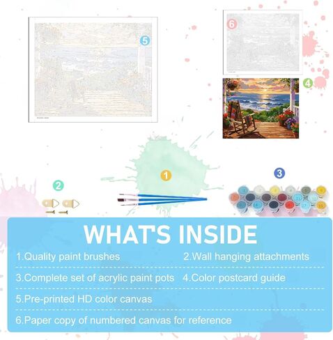tigdtiu Beach Paint by Numbers Kit for Adults Beginners, Landscape Adult Paint by Number Kits on Canvas, DIY Acrylic Oil Easy Painting by Numbers for Home Wall Decor 16X20 inch in Saudi Arabia