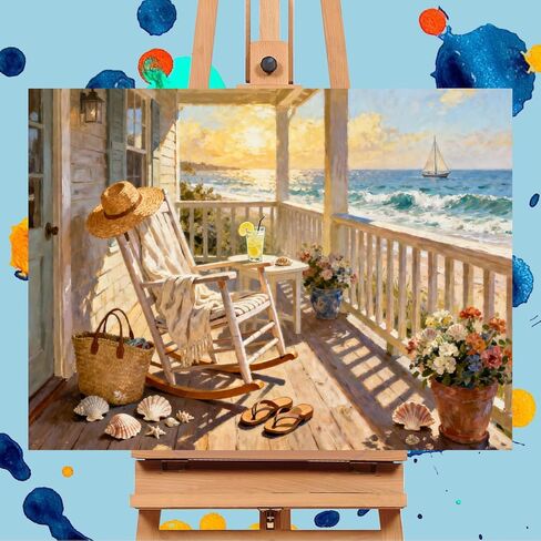 tigdtiu Beach Paint by Numbers Kit for Adults Beginners, Landscape Adult Paint by Number Kits on Canvas, DIY Acrylic Oil Easy Painting by Numbers for Home Wall Decor 16X20 inch in Saudi Arabia