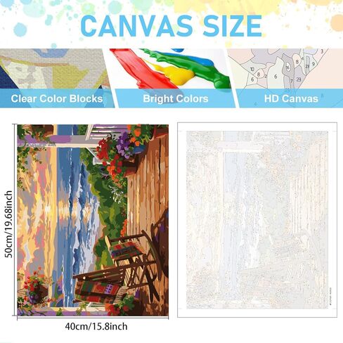 tigdtiu Beach Paint by Numbers Kit for Adults Beginners, Landscape Adult Paint by Number Kits on Canvas, DIY Acrylic Oil Easy Painting by Numbers for Home Wall Decor 16X20 inch in Saudi Arabia