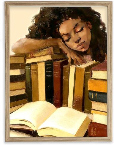 XUNLURY Vintage Black Women Reading Book Print by Numbers for Adults Beginner, African American Gifts for Women DIY Print by Numbers Kits on Canvas for Home Wall Art Decor, 12x16 inch in Saudi Arabia