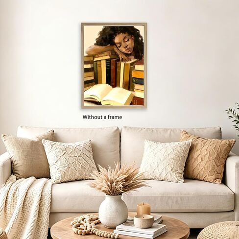 XUNLURY Vintage Black Women Reading Book Print by Numbers for Adults Beginner, African American Gifts for Women DIY Print by Numbers Kits on Canvas for Home Wall Art Decor, 12x16 inch in Saudi Arabia