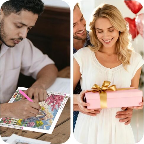 AQMMID Diamond Painting Kits for Adults, A Peaceful Garden Full Drill Diamond Art Kits for Beginners,Round 5D DIY Diamond Dots Paintings, Diamonds Pictures Gem Art and Crafts Home Decor Gift in Kuwait